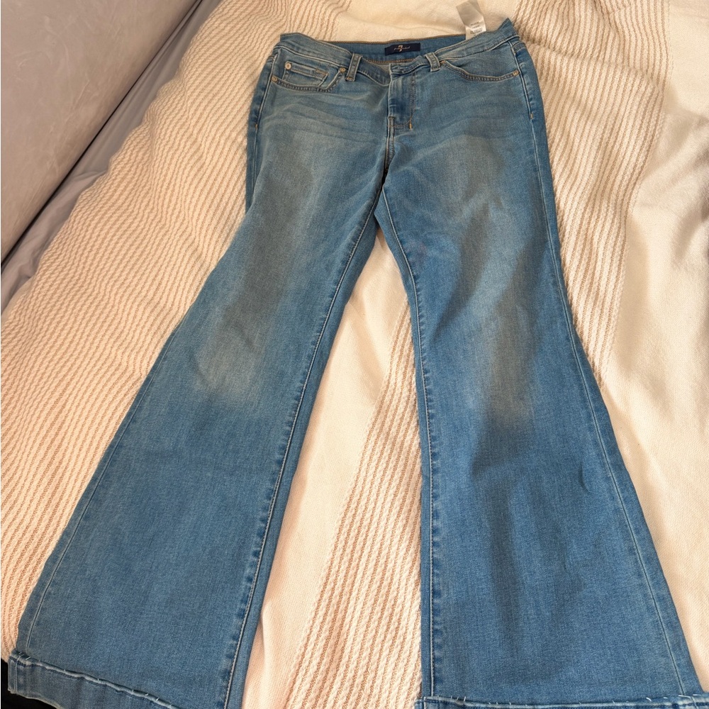 7 For All Mankind Medium Blue Flare Jeans